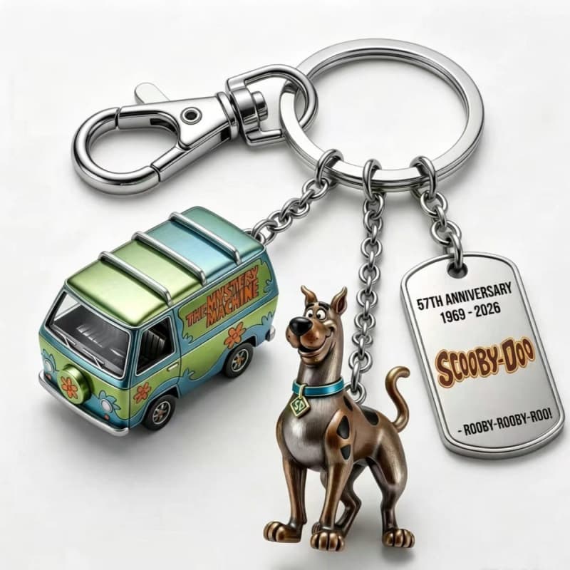 Scooby-Doo Mystery Machine Bus Dog Alloy Keychain Scooby-Doo 25th Anniversary Super Hot Model