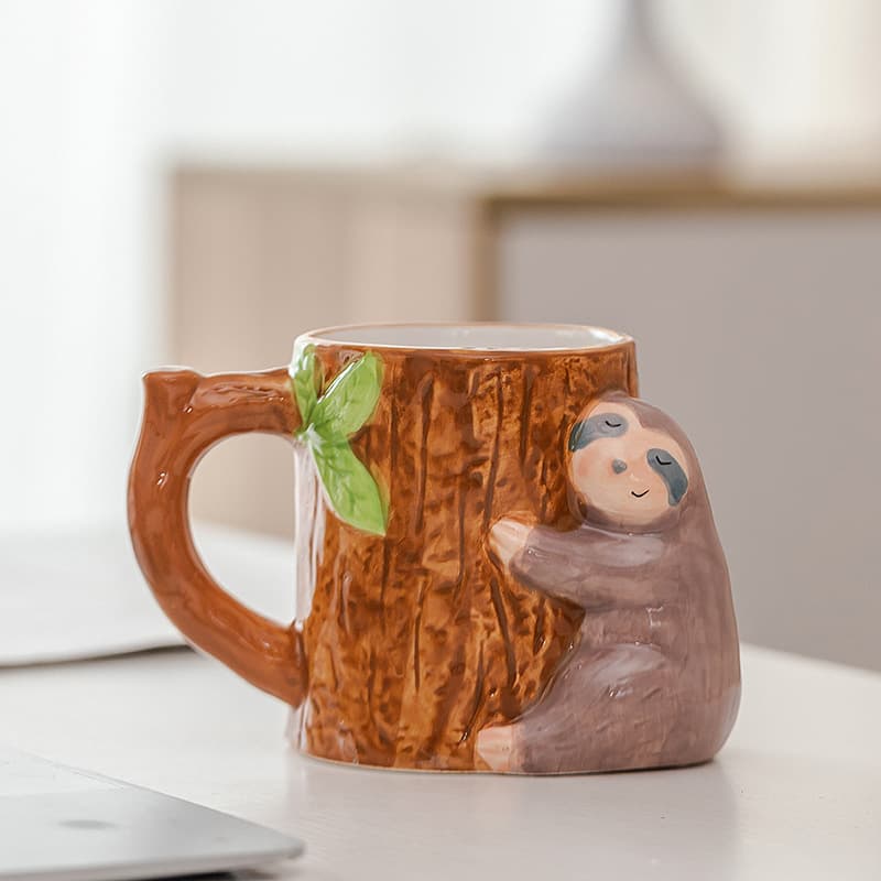 Cross-border Creative Sloth Shape Mug Cartoon Ceramic Cup Cute Milk Cup Breakfast Cup Ceramic Office Cup