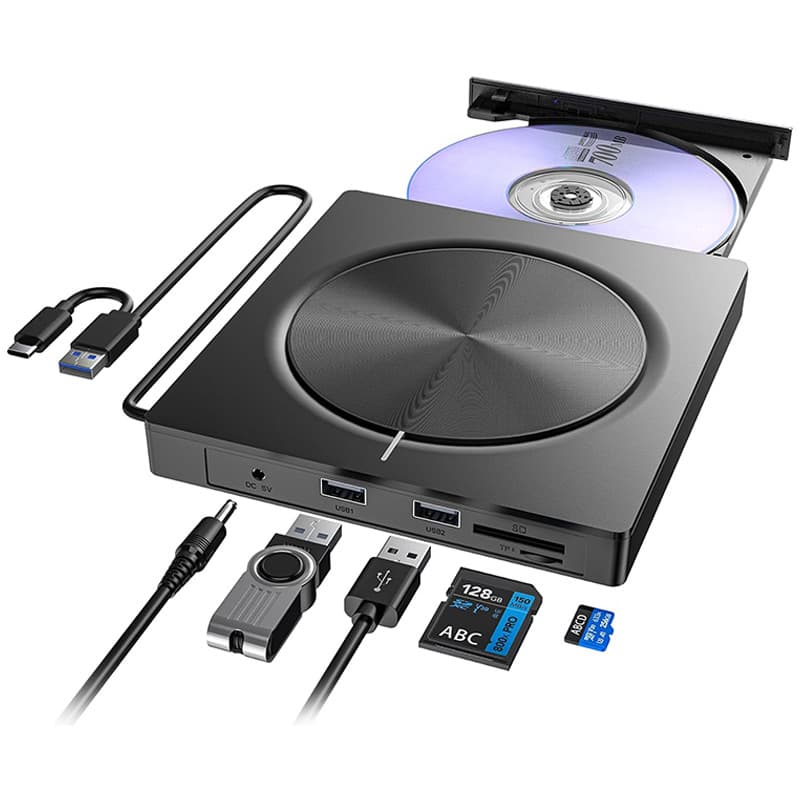 Multi-functional External Optical Drive CD/DVD Burner USB 3.0 External Laptop Mobile Disc Reader