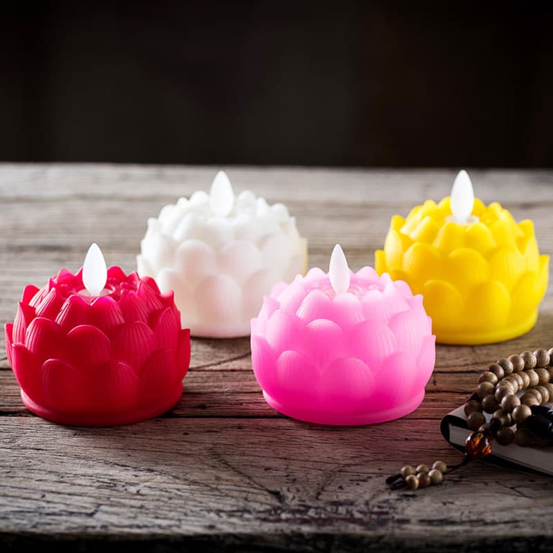 Simulated Flame Battery Lotus Lamp Lotus Candle Lamp Buddha Altar Light Everlasting Simulated Electronic Candle