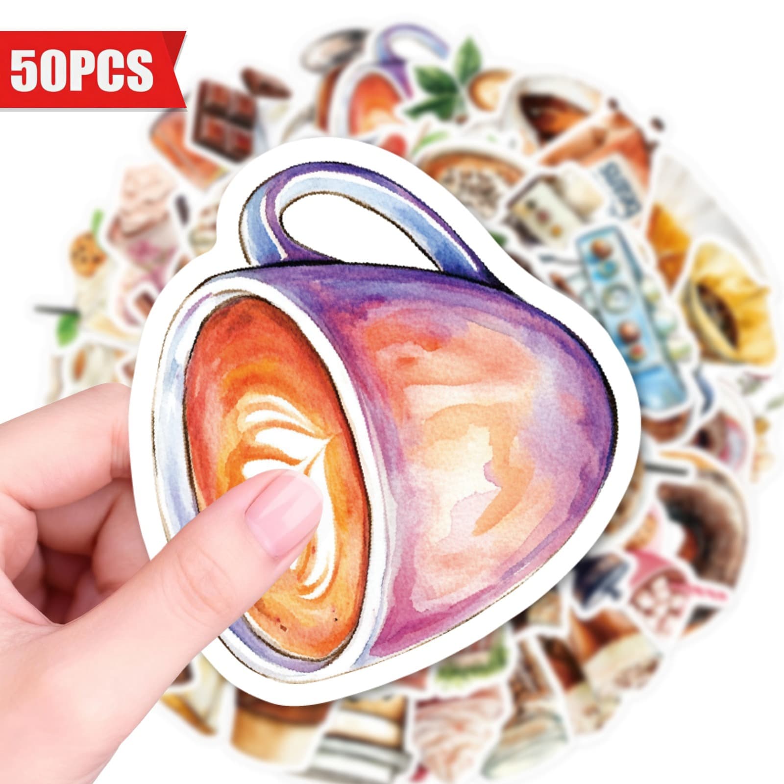 Cross-border direct procurement of 50 coffee lover graffiti stickers, various coffee decorative stickers, foreign trade hot-selling stickers di