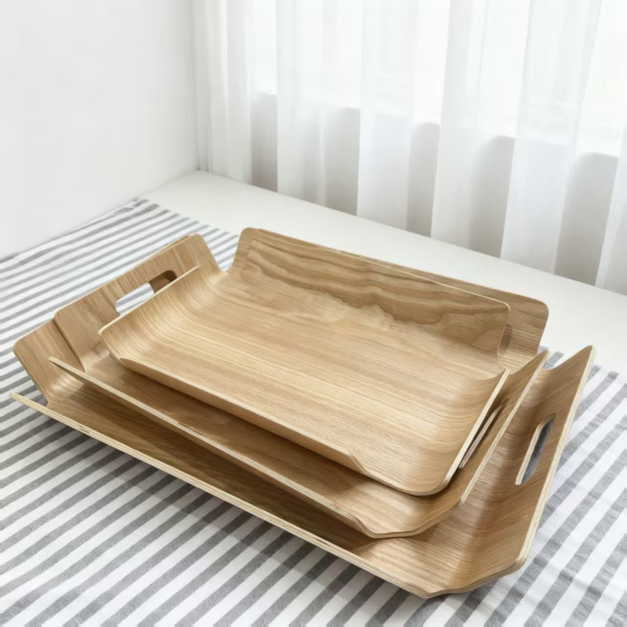 Wooden Ash Wood Tray Rectangular Japanese-Style Cake Bakery Shop Plate Bread Tray Display Tray with Handle
