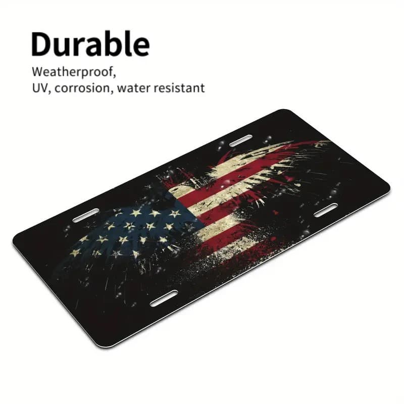 American Flag Eagle License Plate Decorative Car Front License Plate Metal License Plate Aluminum Novelty License Plate 6×12 in