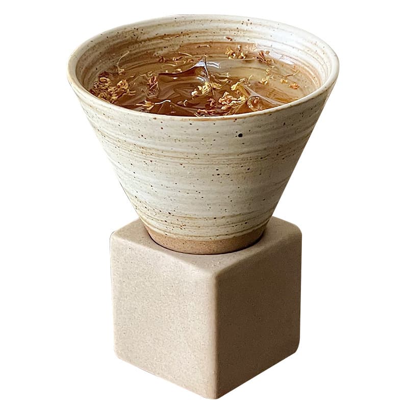 Vintage Coffee Cup Handmade Ceramic Funnel-Shaped Rustic Mug Water Cup Distressed Cold Brew Cup Tea Cup