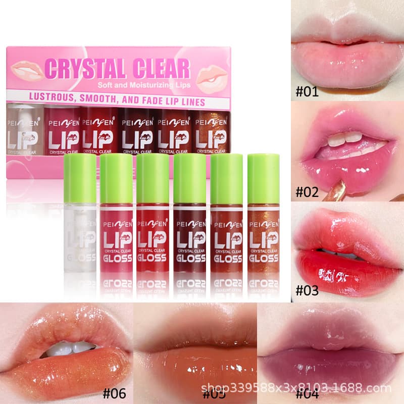 [Cross-border] Hydrating Lip Gloss Set of 6 Lip Oil Essence Moisturizing Lip Line Fading Primer Lipstick for Women