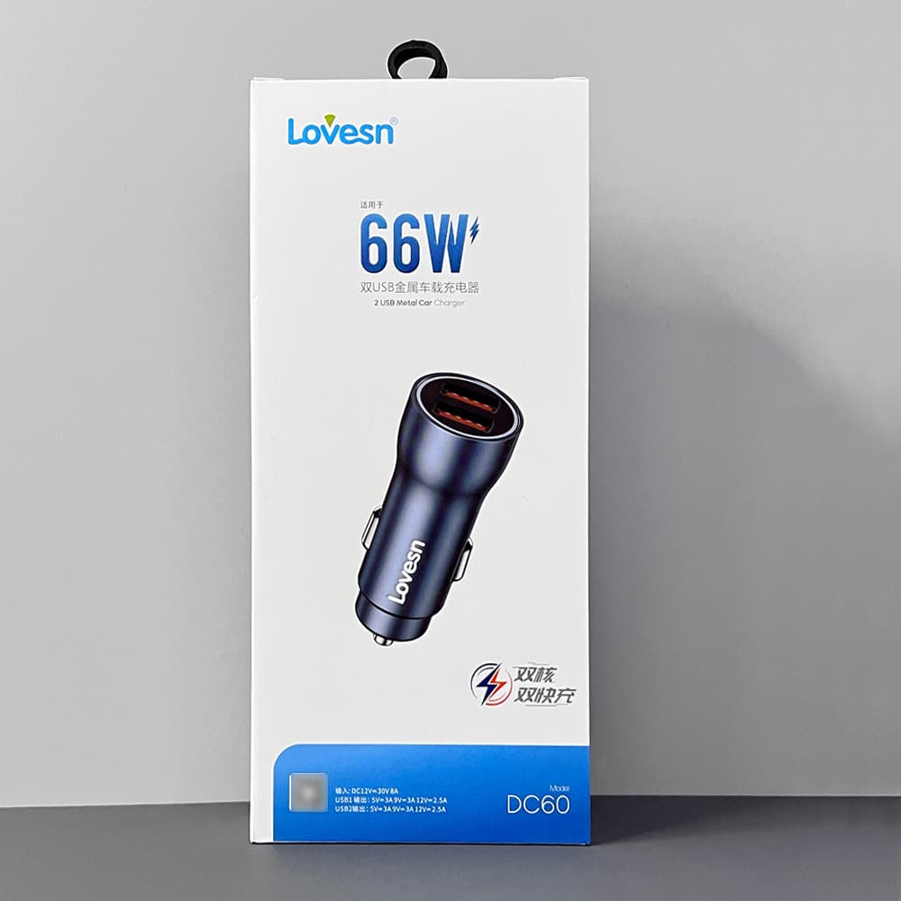 Original Seasonic DC60 Dual USB Car Charger 66W Dual USB Fast Charging Car Charger Head for Cigarette Lighter