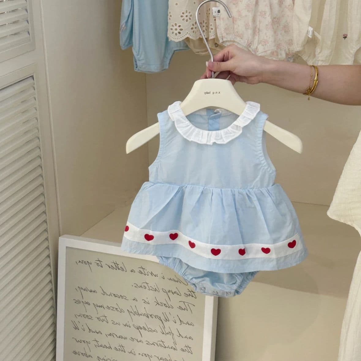 New 2024 Korean version of baby triangle harem summer love bag skirt for baby girl thin one-piece romper suit western style