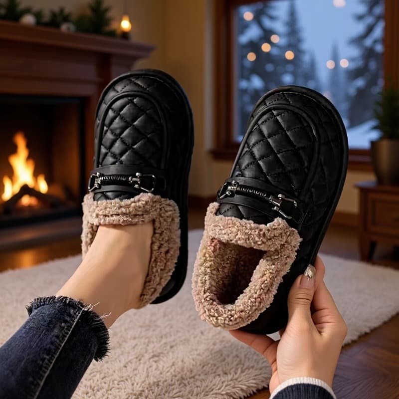 Fleece-Lined Soft Sole Mom Sneakers Cloud-Like Cotton Shoes Women 2025 Winter Thickened Slip-On Lazy Bean Shoes