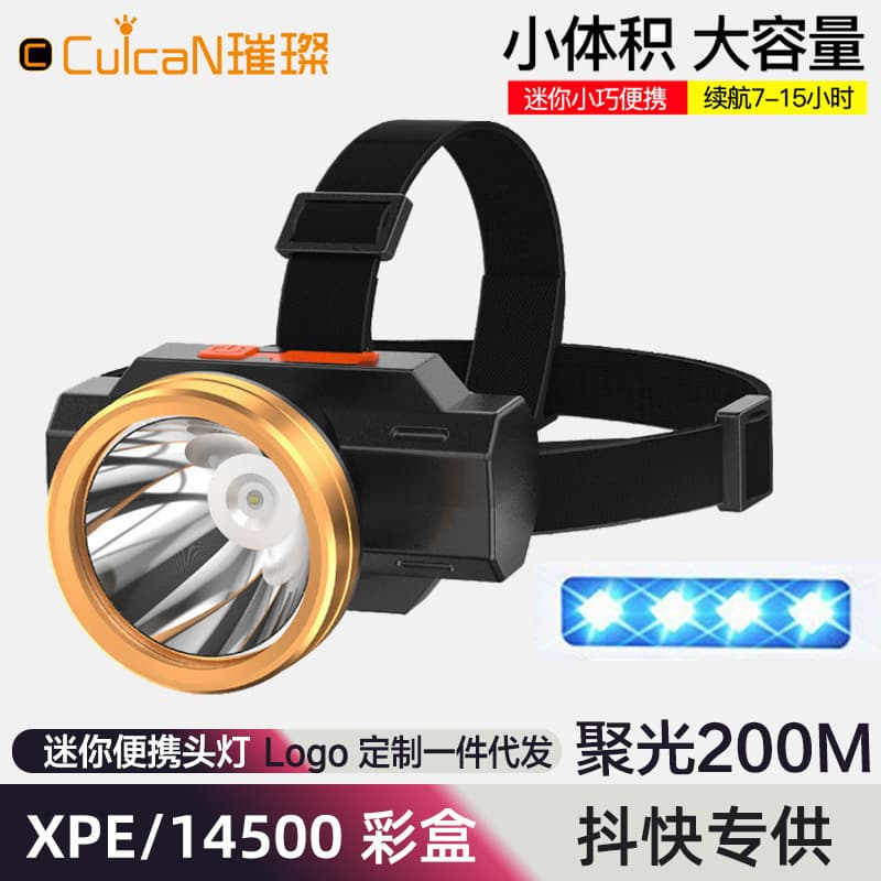 Cross-Border New Plastic Headlamp with USB Charging, Bright Head-Mounted Fishing Miner's Light, Focused Night Fishing Patrol