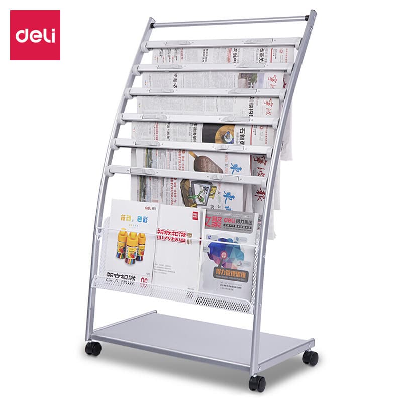 Deli 9303 7-Layer Aluminum Alloy Promotional Magazine Display Library Storage Shelf