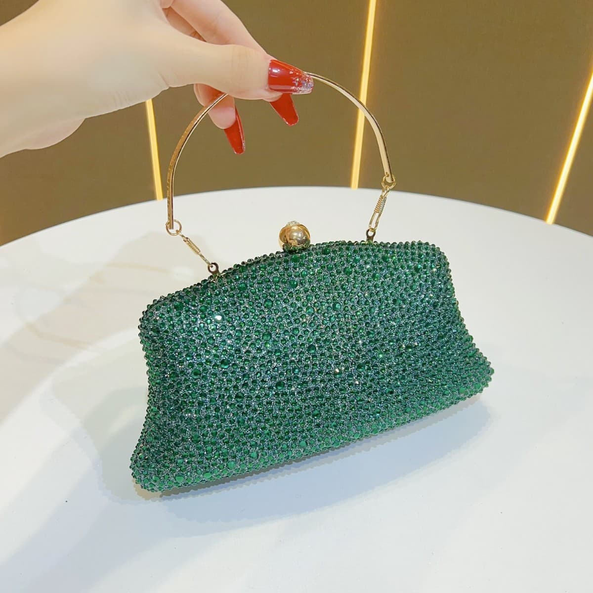 Diamond Embedded Evening Bag Wedding Dress Matching Handbag Versatile Ball Gown Clutch Bag Sparkling Fashion Accessory