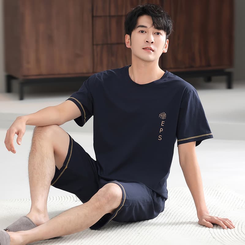 Men's Summer Sleepwear Thin Modal Cotton Short Sleeve Shorts Home Suit Plus Size Set