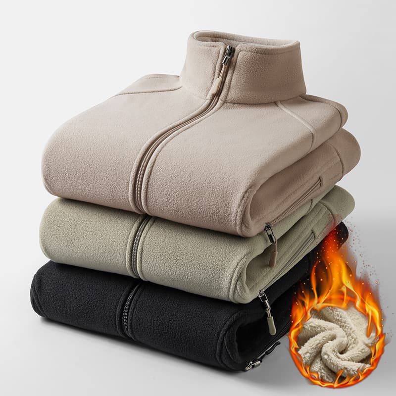 Autumn and winter polar fleece jacket for men, double-sided fleece, middle-aged and elderly dad wear, thickened and warm, stand-up collar fleece jacket, plus size