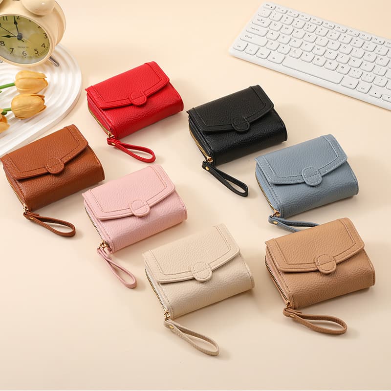 Cross-border Korean version women's coin purse short three-fold zipper hand folding bag wallet large capacity folding bag wallet