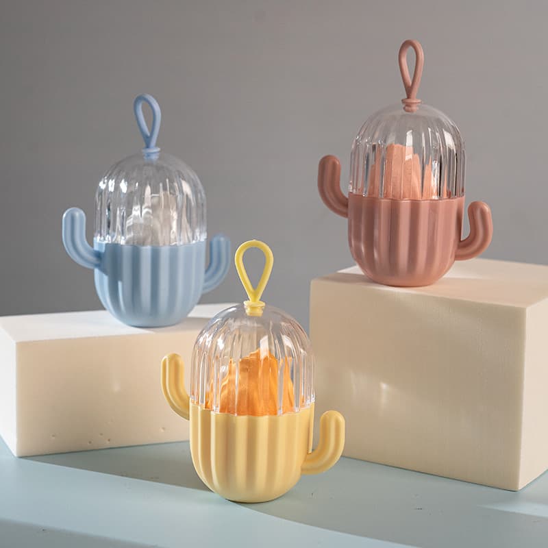 Unique Cactus Shape Beauty Makeup Sponge Storage Box Small Rubber Band Box Jewelry Packaging Shell Powder Puff Storage Box