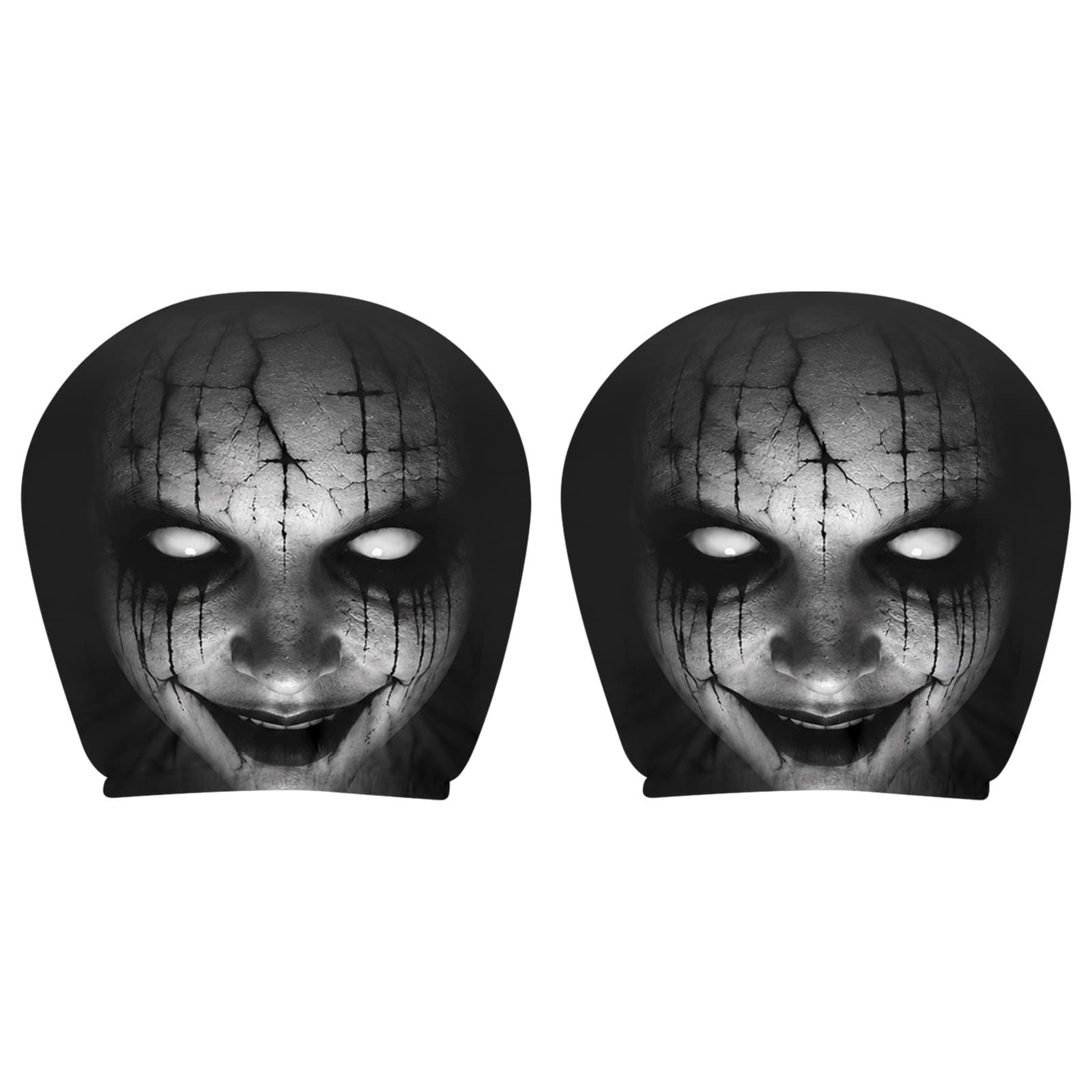 Foreign trade cross-border black skull car print headrest cover universal elastic style funny and interesting universal headcover