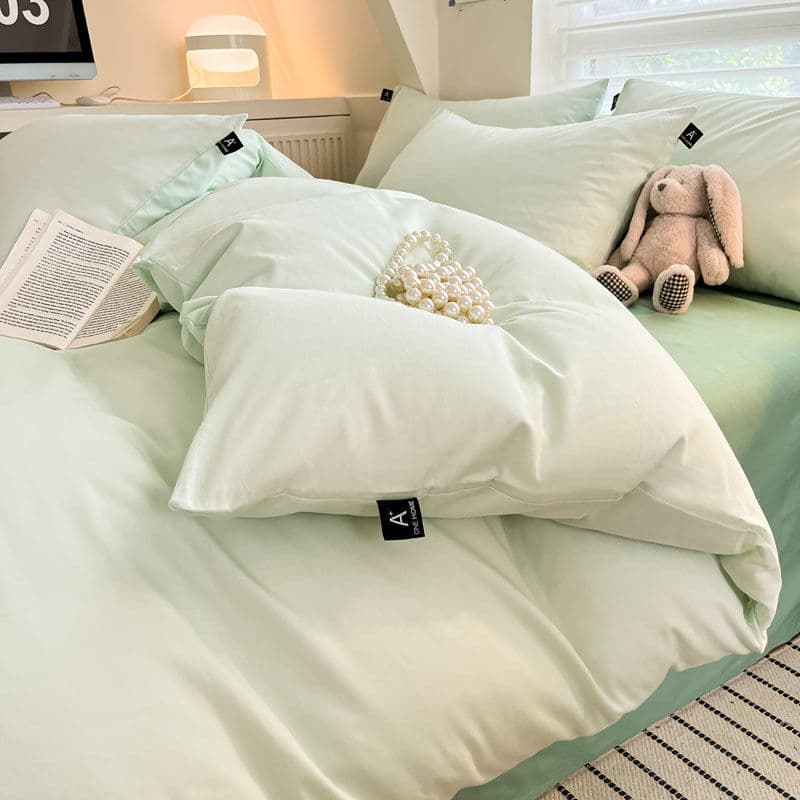 Category A 60-count Xinjiang long-staple cotton pure cotton four-piece bedding set, dormitory three-piece set, solid color 100% cotton duvet cover, four-piece set, free shipping.
