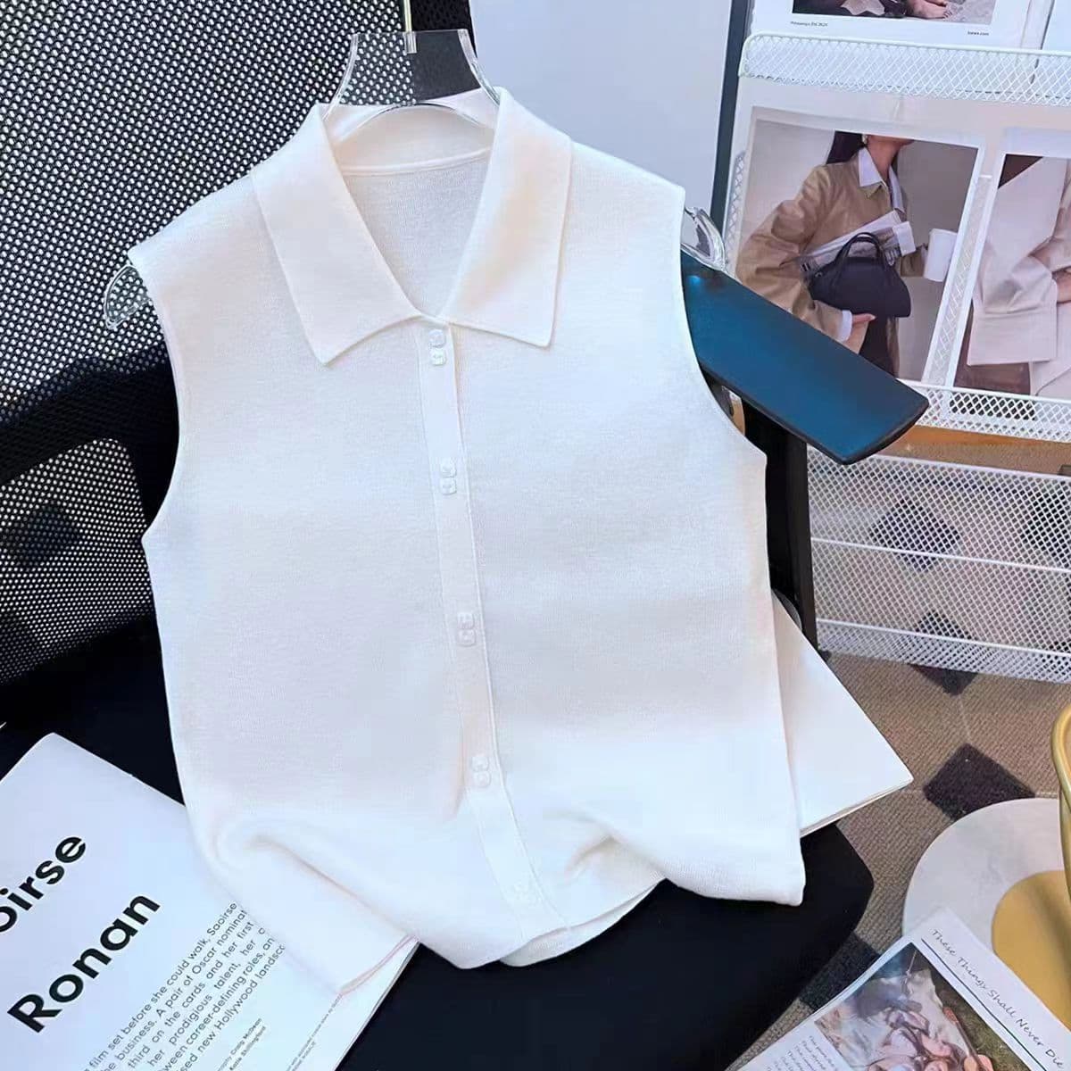 [Layering Essential] Simple Versatile New Sleeveless Knit Collar Inner Layer Base Cotton Tank Top