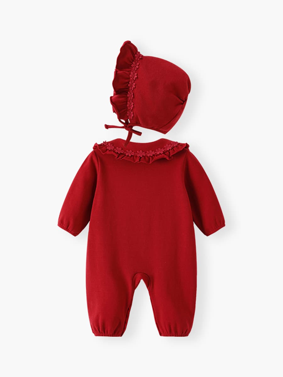 Baby Romper Fall Long Sleeve New Breathable Newborn Clothing Red Long Crawl A-Class Full Moon Baby Apparel