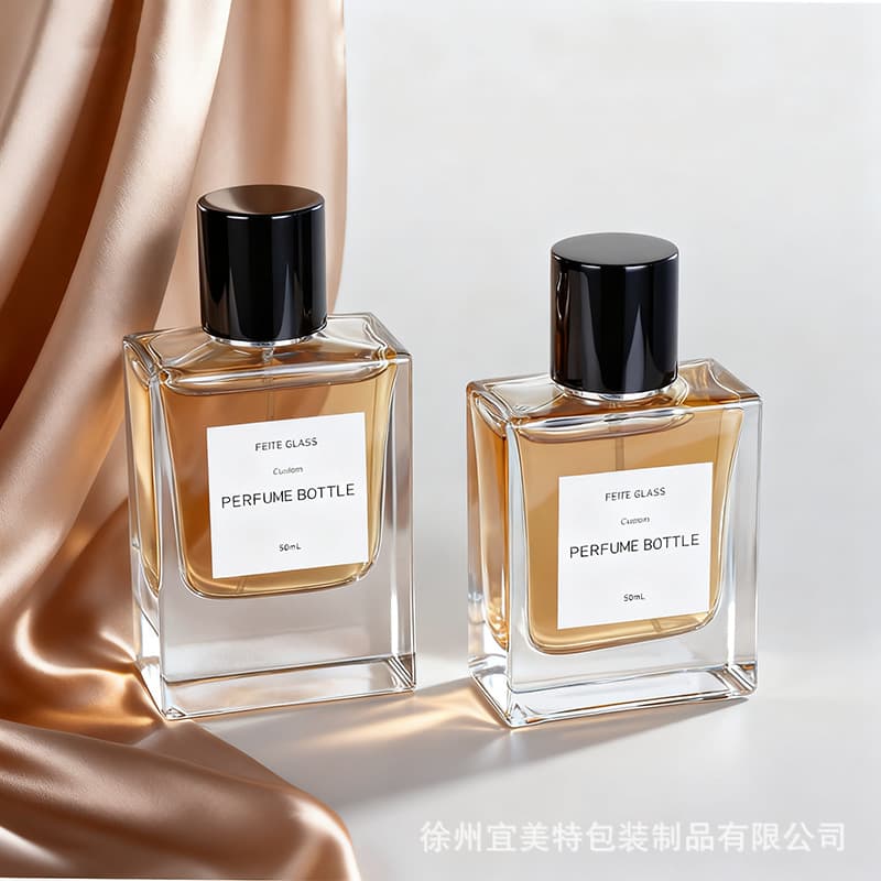 Spot 50ml flat square transparent perfume glass bottle cosmetic bayonet spray perfume bottle with magnetic lid