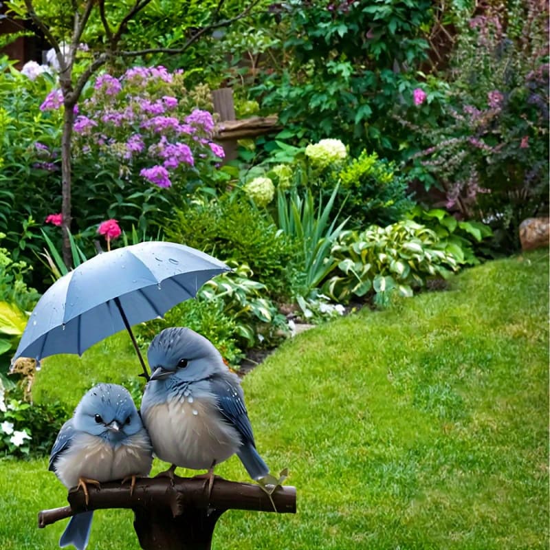 2026 New Cross-border Drop Shipping Bluebird Umbrella Garden Ornament 2D Acrylic Animal Sculpture