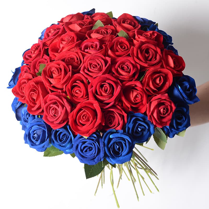 Single Stem Artificial Rose for Valentine's Day Home/Wedding Flower Wall, Velvet Touch Fabric