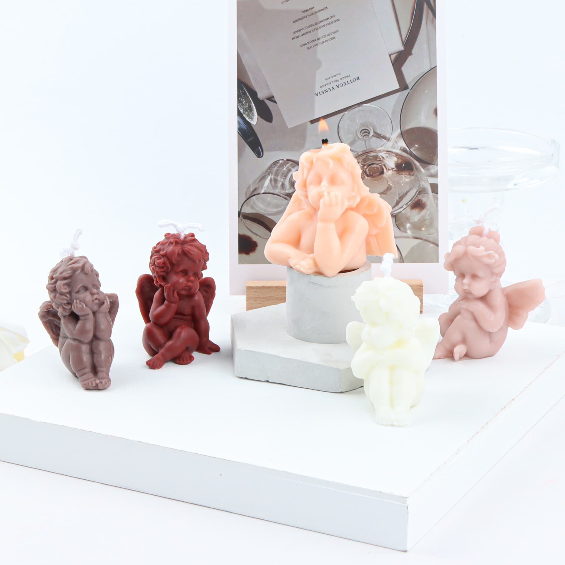 Cross-border 3D Realistic Little Angel Candle Mold Silicone Mini Angel Candle Soap Plaster Fondant Mold In Stock