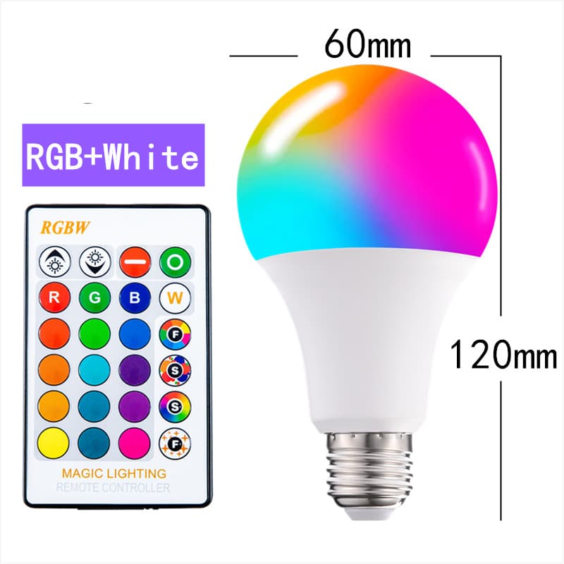 LED Bulb E27 Screw Base Aluminum RGB Color Changing Remote Control Dimmable Super Bright Full Aluminum High Power
