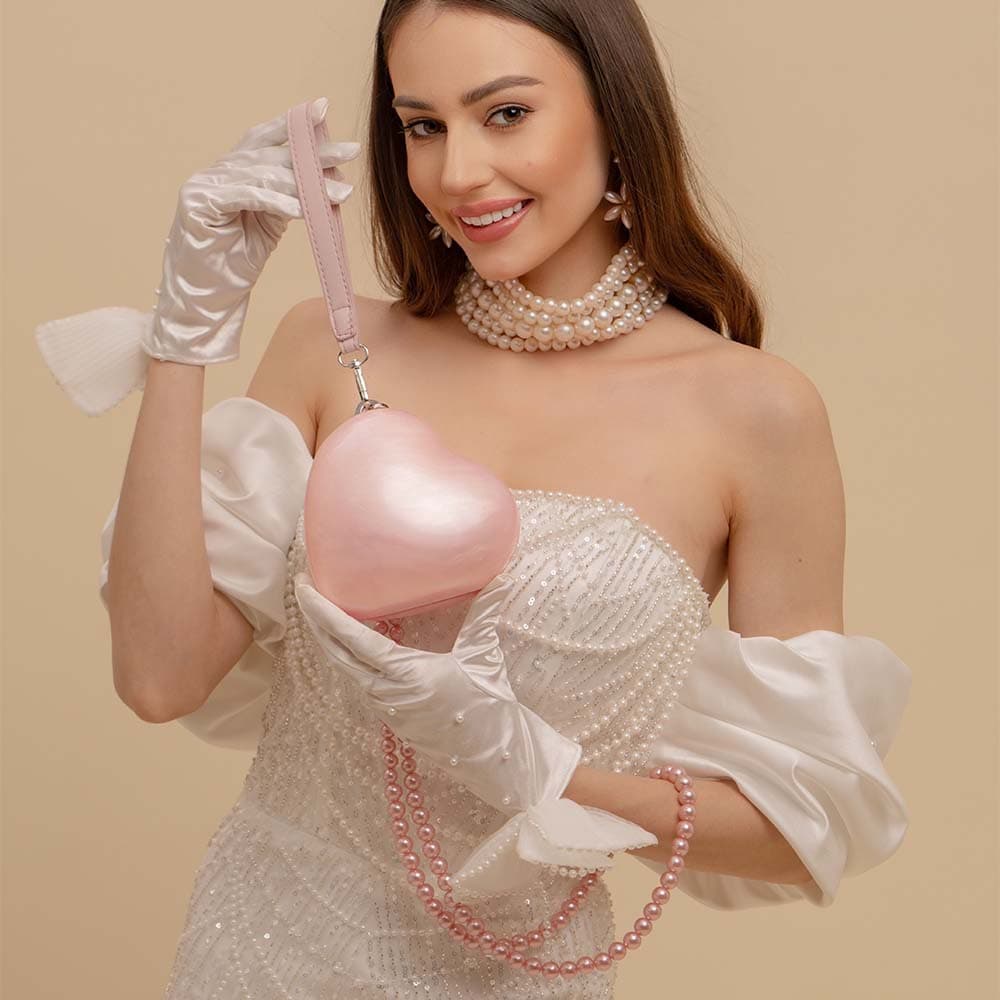 New Transparent Bag Women Fashion Trendy Pink Heart Acrylic Bag Simple Evening Bag Gift Clutch
