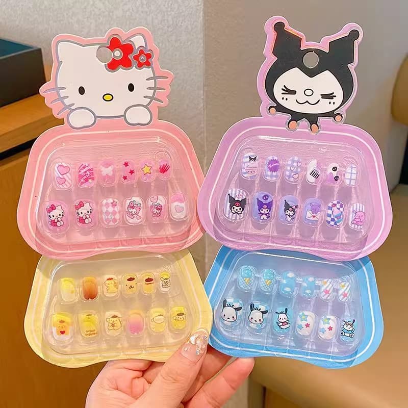 Sanrio Children's Nail Stickers Girls Cute Manicure Student Nail Pieces Girls Nail Art Pieces Children Wear Nails