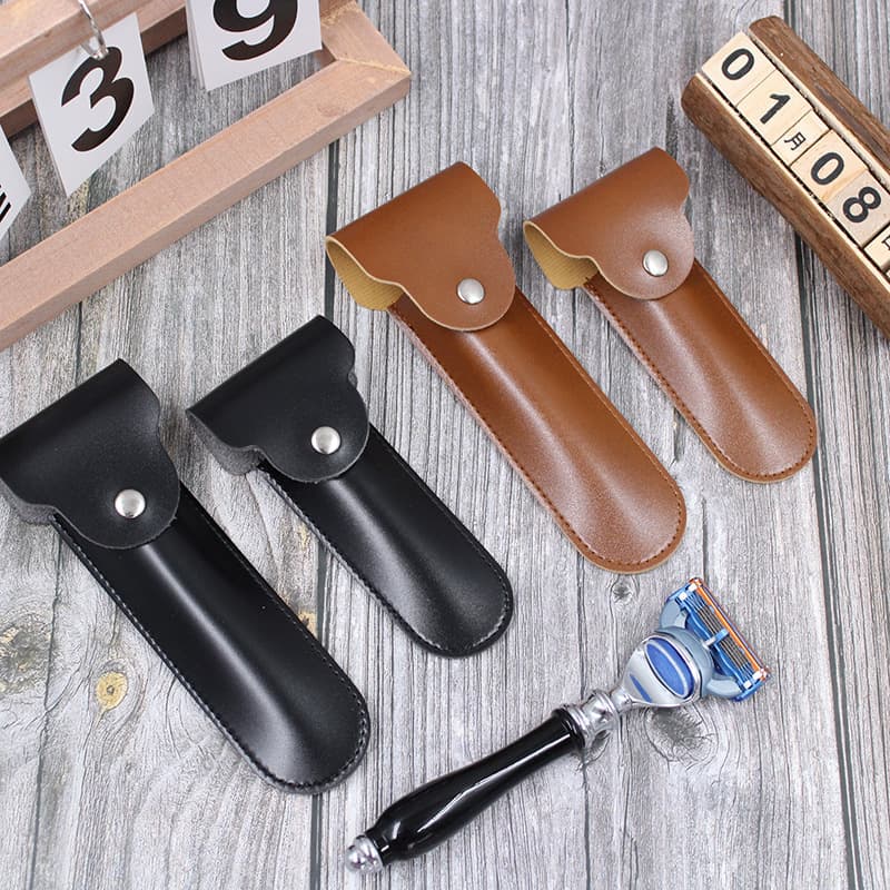Leather Razor Case in Stock, Manual Razor Box, Portable Travel Vintage Straight Razor Cover