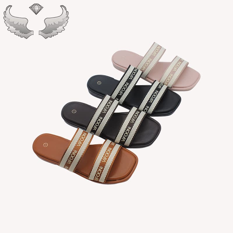 Wholesale fashion summer shoes, wholesale fresh women's slippers, fashionable letter strap design