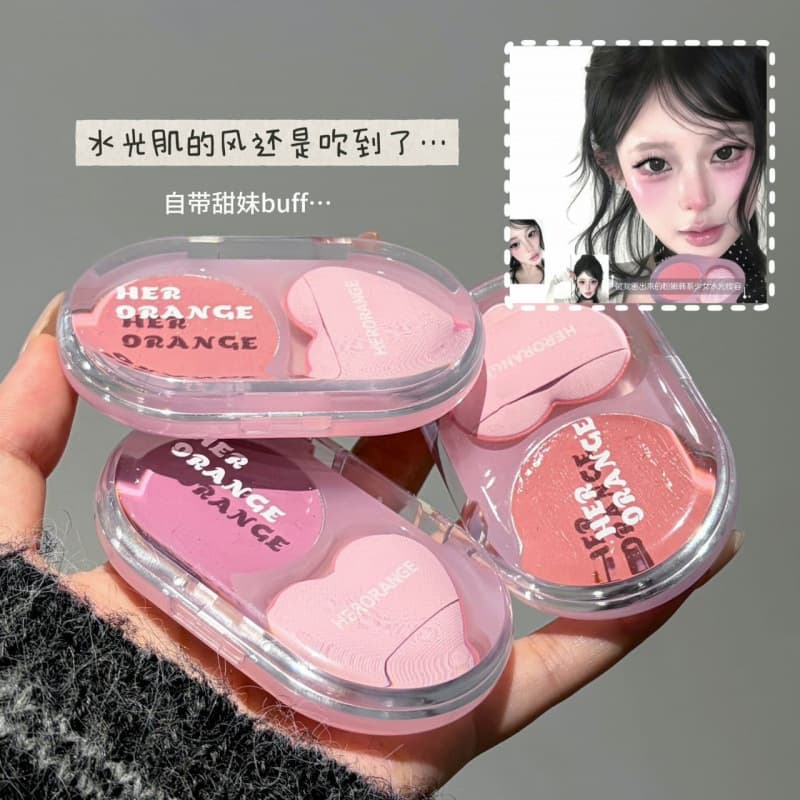 HERORANGE Soft Sweet Blush Lifting Blush for Brightening and Contouring, Korean-Style Water-Glow Natural Blush Stick