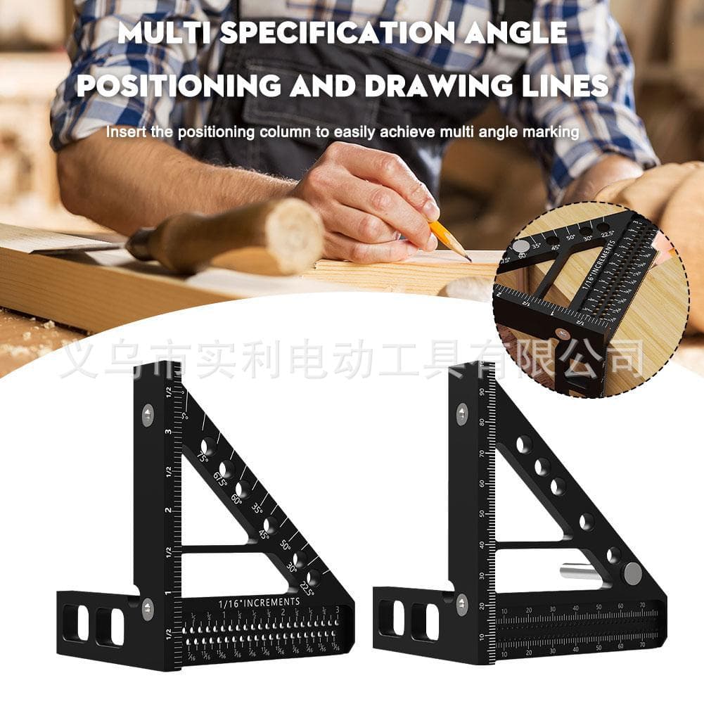 Woodworking marking ruler, woodworking square ruler, aluminum alloy triangle ruler, 3D multi-angle 45/90 degree layout measuring ruler