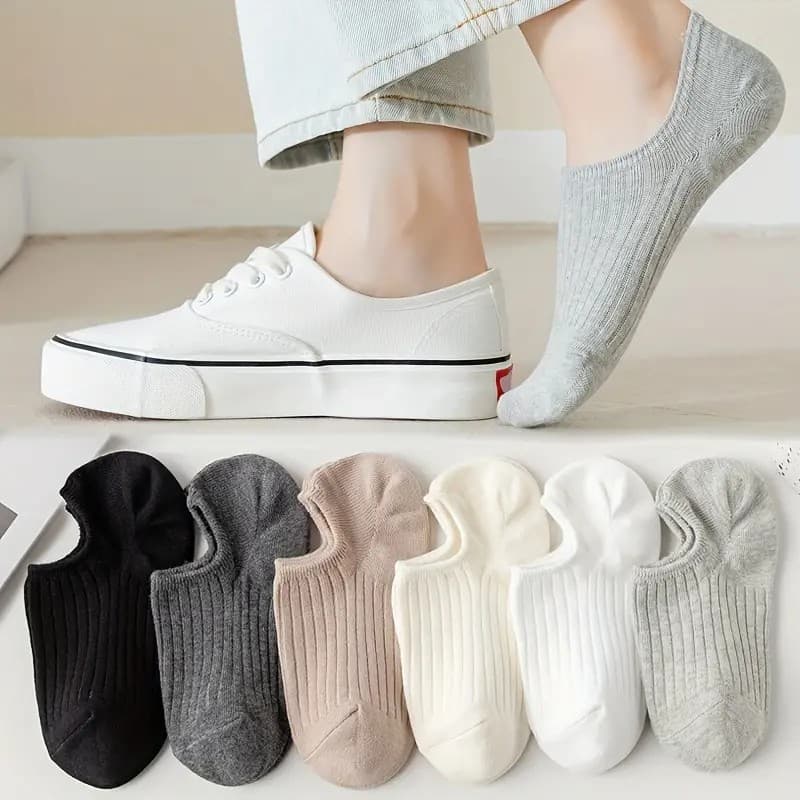 Zhuji Socks Wholesale Spring and Autumn Ladies Low-Cut Shallow Short Socks Thin Non-Slip Vertical Solid Color Socks Foreign Trade Best Sellers