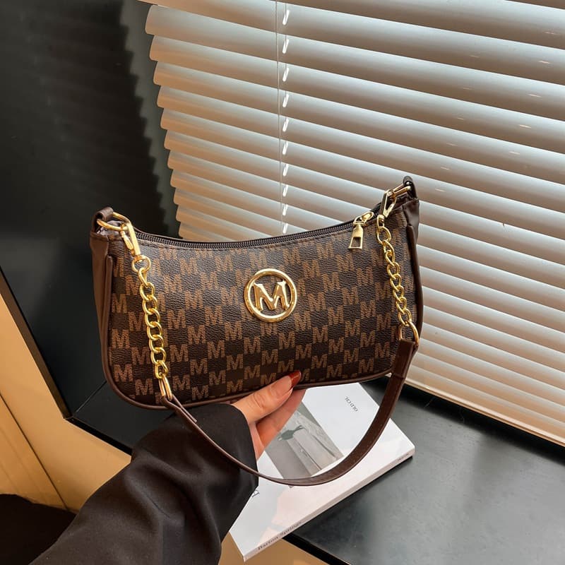Retro plaid armpit bag for women, high-end presbyopia hand-held shoulder bag, European and American fashionable and versatile commuter bag for women