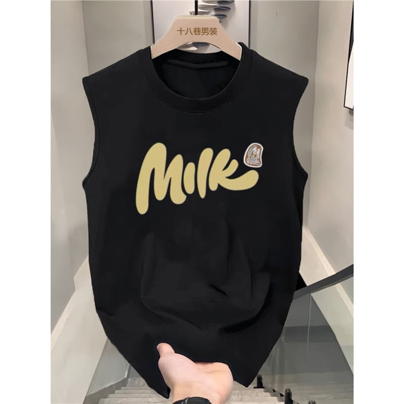 2026 Spring Summer Men Round Neck Sleeveless T-Shirt Top New Popular Trend Letter Teen Vest Tank Top