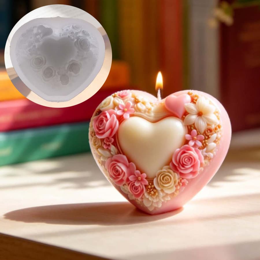 Embossed love flower silicone candle mold DIY handmade flower flower chocolate cake baking mold