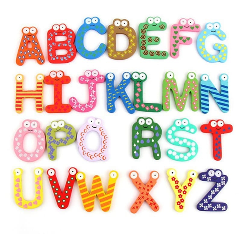 Early education supplies alphabet ornaments wooden alphabet refrigerator magnets with symbols and numbers refrigerator magnets magnetic wooden DIY decoration
