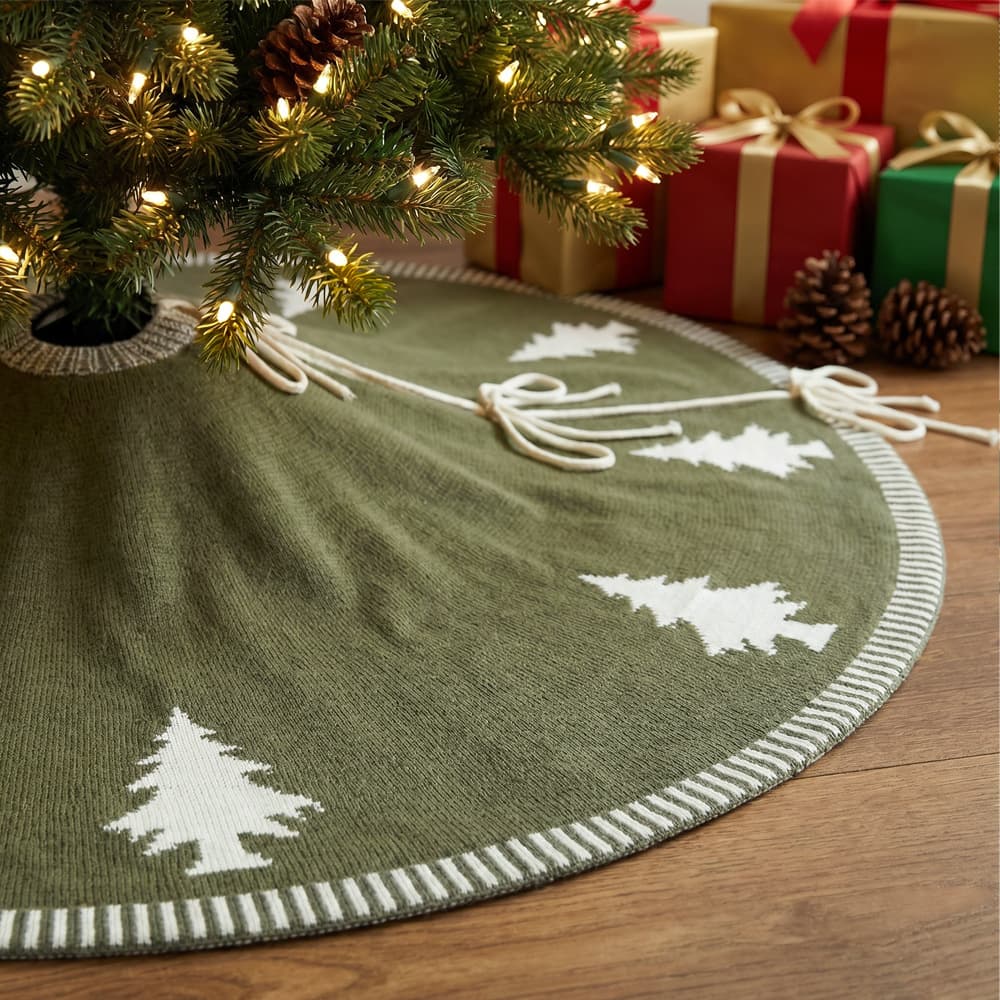 Cross-border Amazon Christmas tree skirt double-sided knitted tree skirt Christmas decoration 48-inch Christmas tree decoration supplies