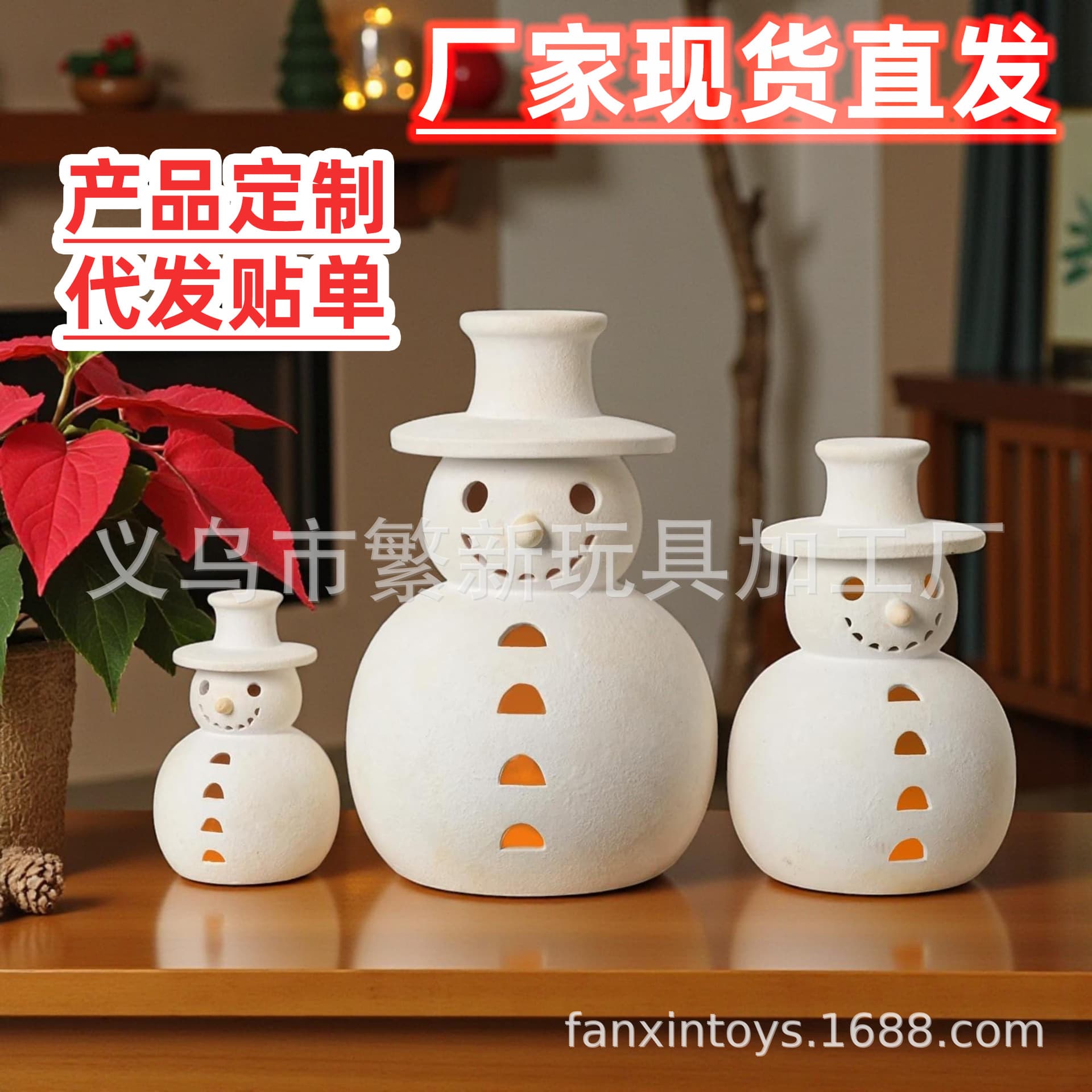 Cross-border Terracotta Snowman Vintage Resin Snowman Christmas Decoration Tabletop Christmas Snowman