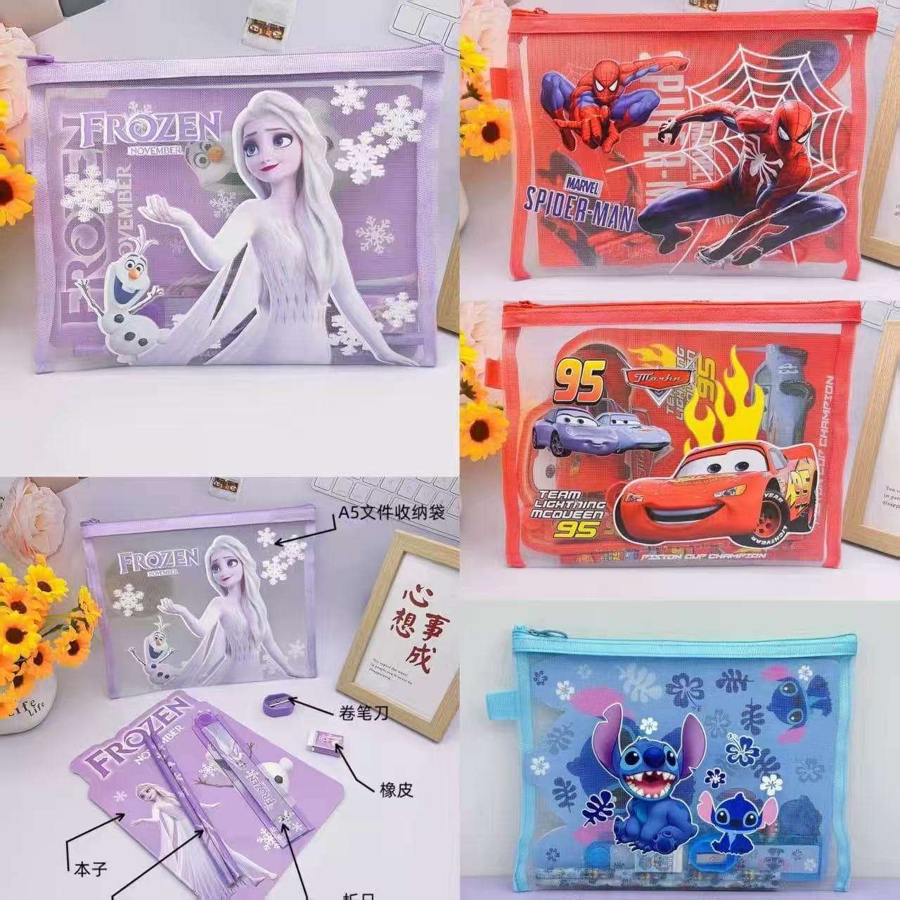 Cartoon Frozen Stitch Stationery Set Cute A5 Tutoring Bag Pencil Eraser Notebook Stationery Gift