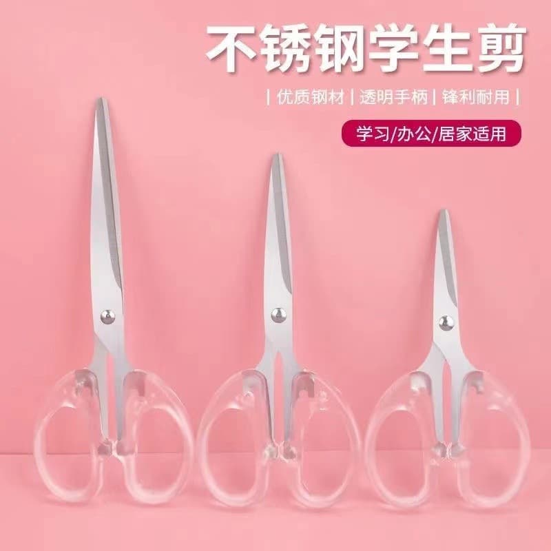 Transparent scissors for household, office, student stationery, unboxing knives, transparent manual use stainless steel office scissors wholesale.
