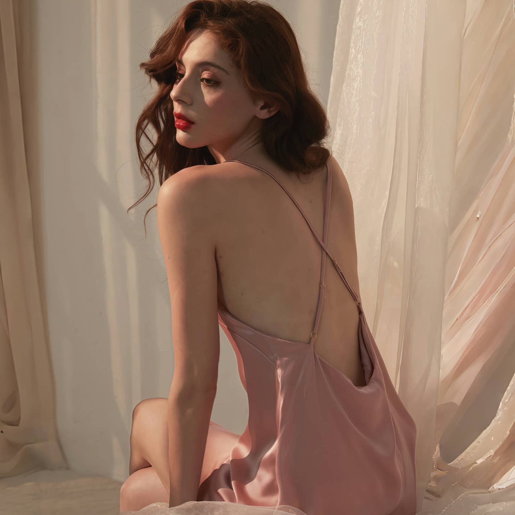Sexy Women's Summer Sleepwear High-End Ice Silk Camisole Lace Backless Slip Dress Pure Desire Style Loungewear