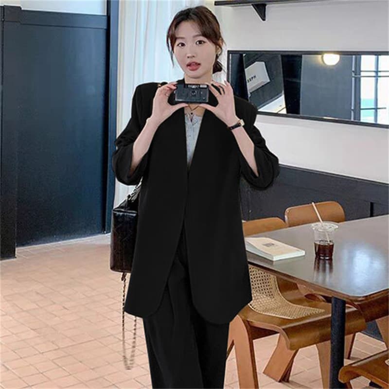 2024 Spring New Korean Style Blazer Suit Set for Women, Commuter Design Niche Women's Suit Set