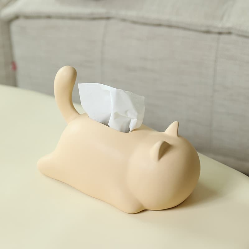 Cute Creative Cat Ceramic Tissue Box Holder Decorative Napkin Box for Living Room Coffee Table Desktop