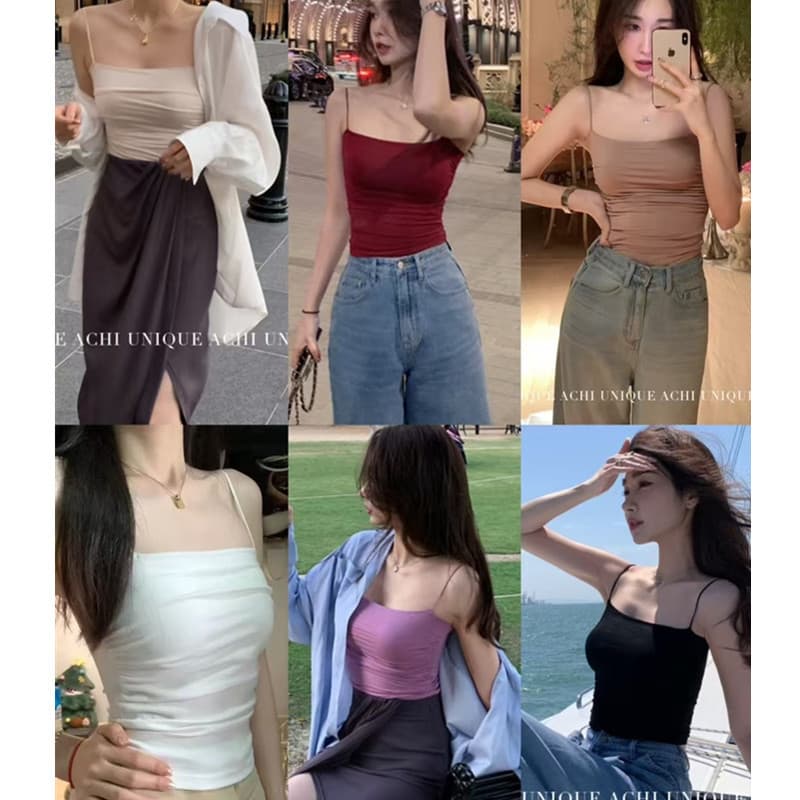 New Hot Girl Long Style Slimming Small Suspender Solid Color Top Women 2025 Summer Inner Layer Slimming Slim Outer Wear Bottoming Women