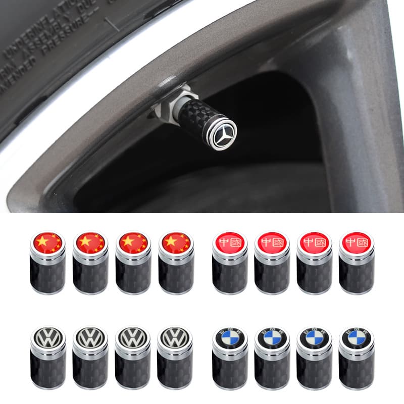 Car Tire Valve Stem Cap Anti-Theft Wrench Personalized Carbon Fiber Tire Decorative Valve Cap Universal Type