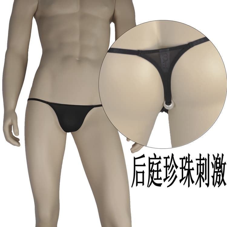 Men's One-Letter Transparent Exposed Hair Women's Back Stimulation Low-Waist Sexy Tight Exposed JJ Sexy Couple Ice Silk Thong