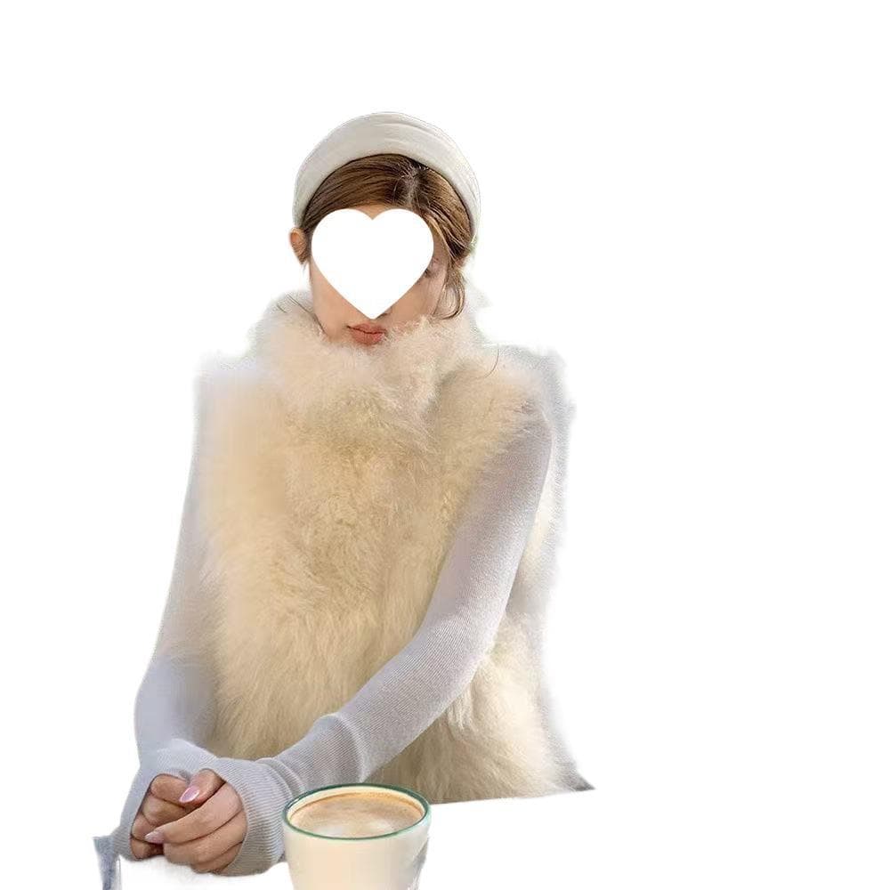 Atmospheric Structured Drop Shoulder Versatile Vest Faux Fur Fox Fur Vest Jacket for Women